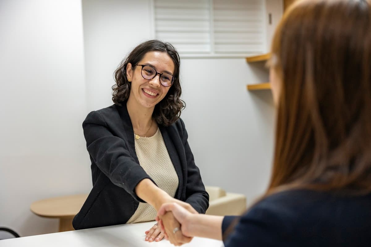 Mintex Staffing recruiter greeting a candidate